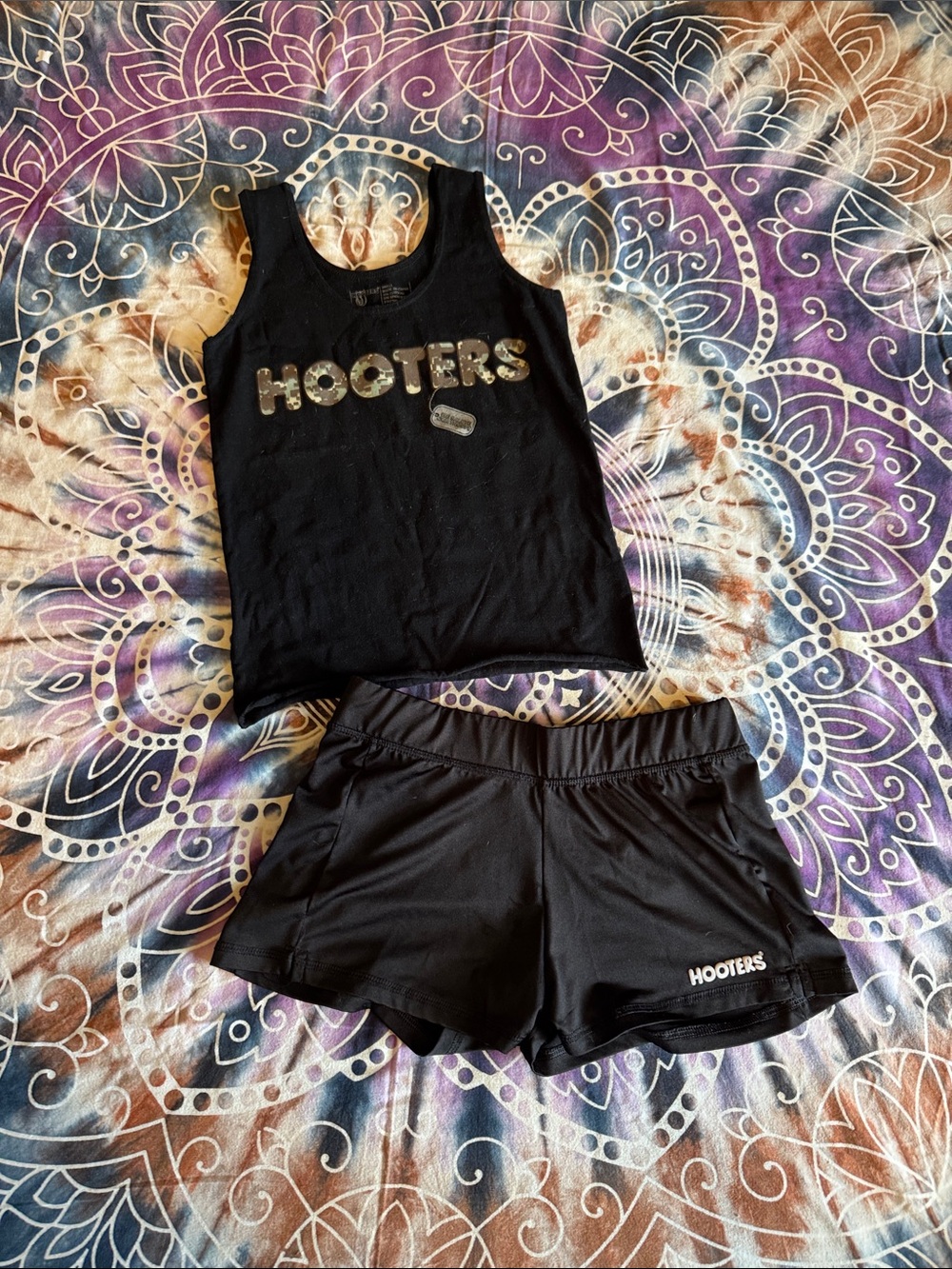 Hooters Black Tank Top and Black Shorts Set